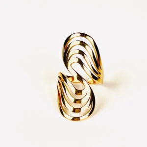 Bague spirale dorée en acier inoxydable. bague ajustable.