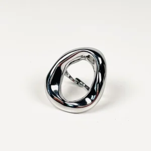 Grosse bague argent cercle ajouré en acier inoxydable
