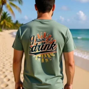 Tee-shirt homme coloris vert sauge slogan "I have a drink" Martin Luther Spritz.