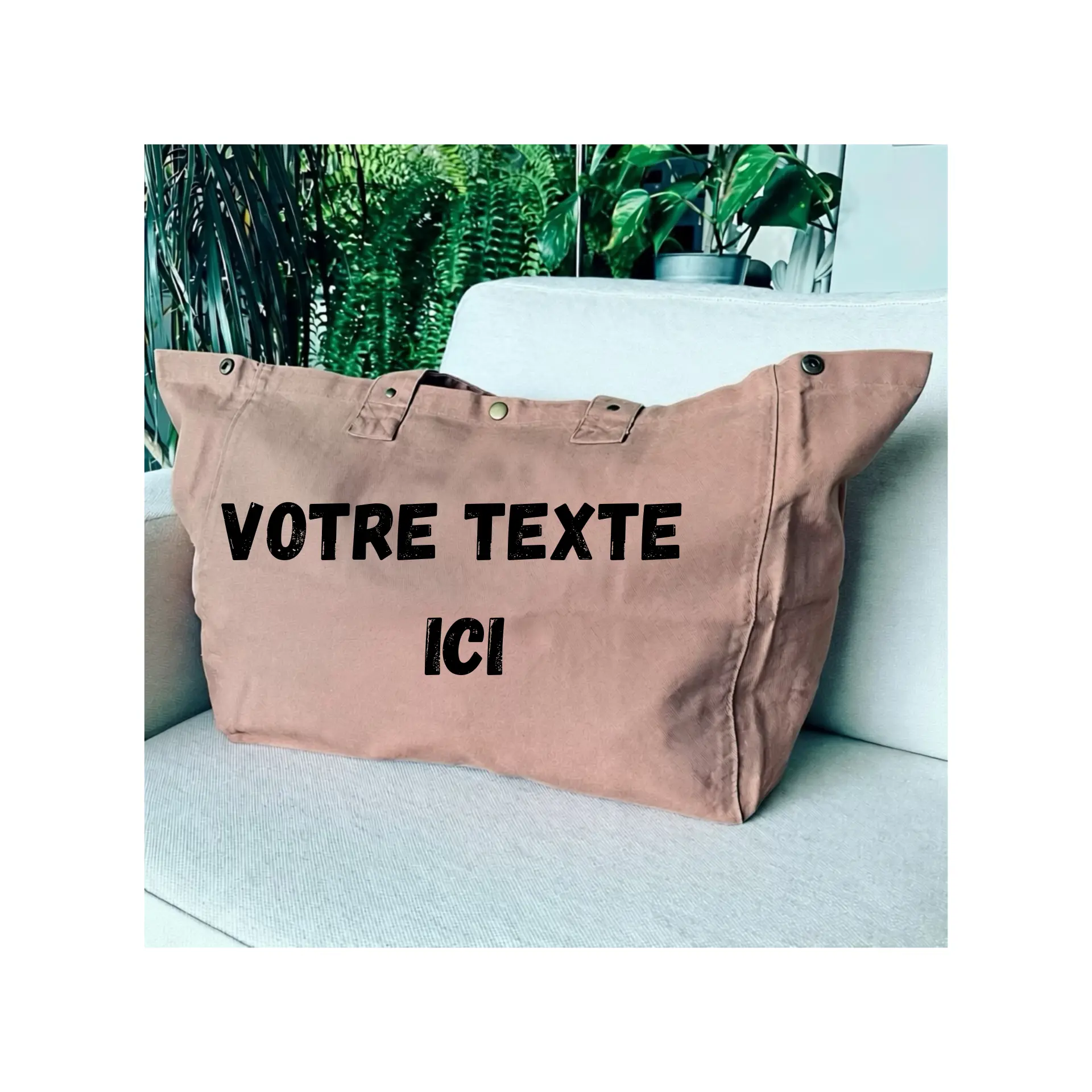 Sac fourre-tout santal personnalisable en or pailleté, orange fluo ou rose fluo.
