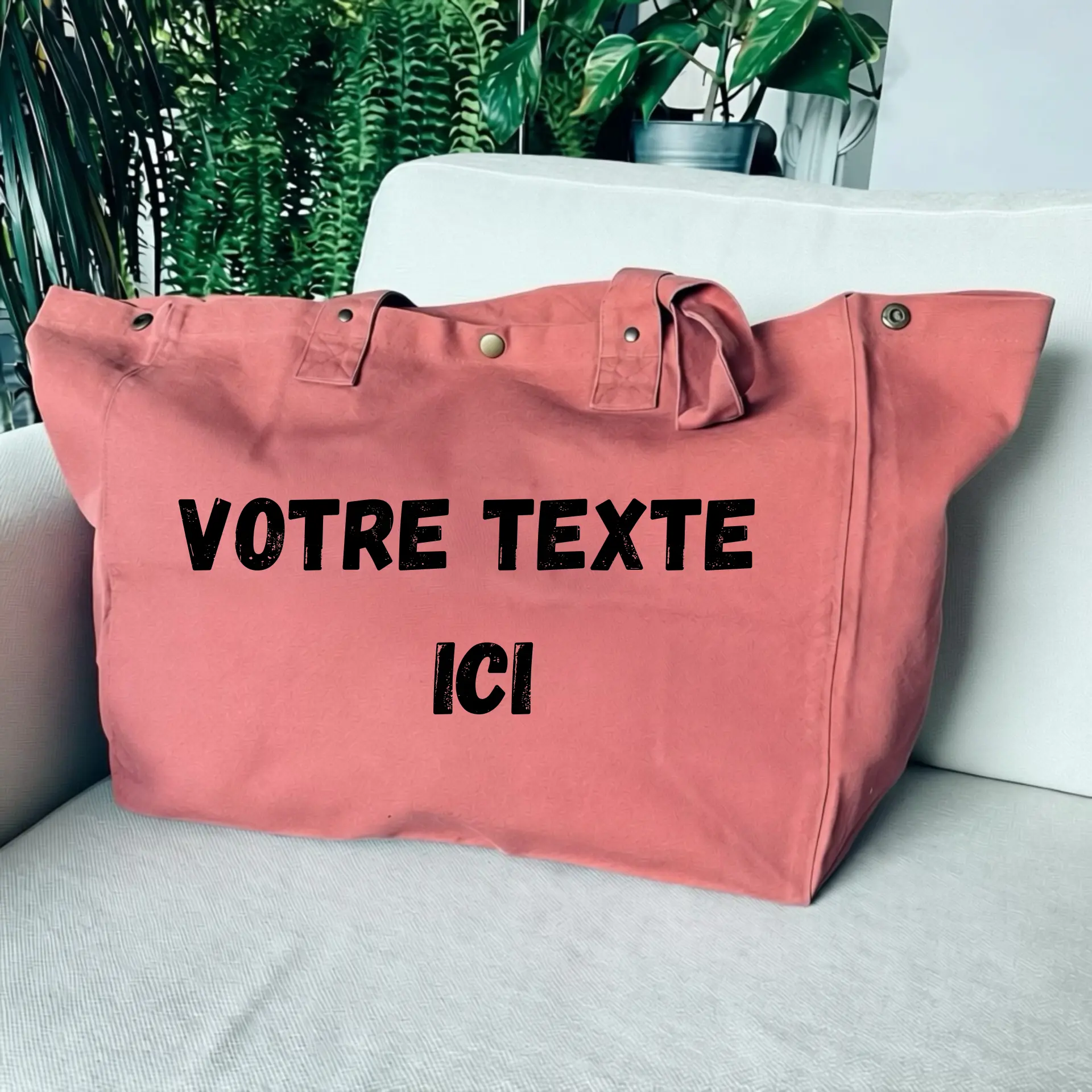 Sac fourre-tout vieux rose personnalisable en or pailleté, orange fluo ou rose fluo.